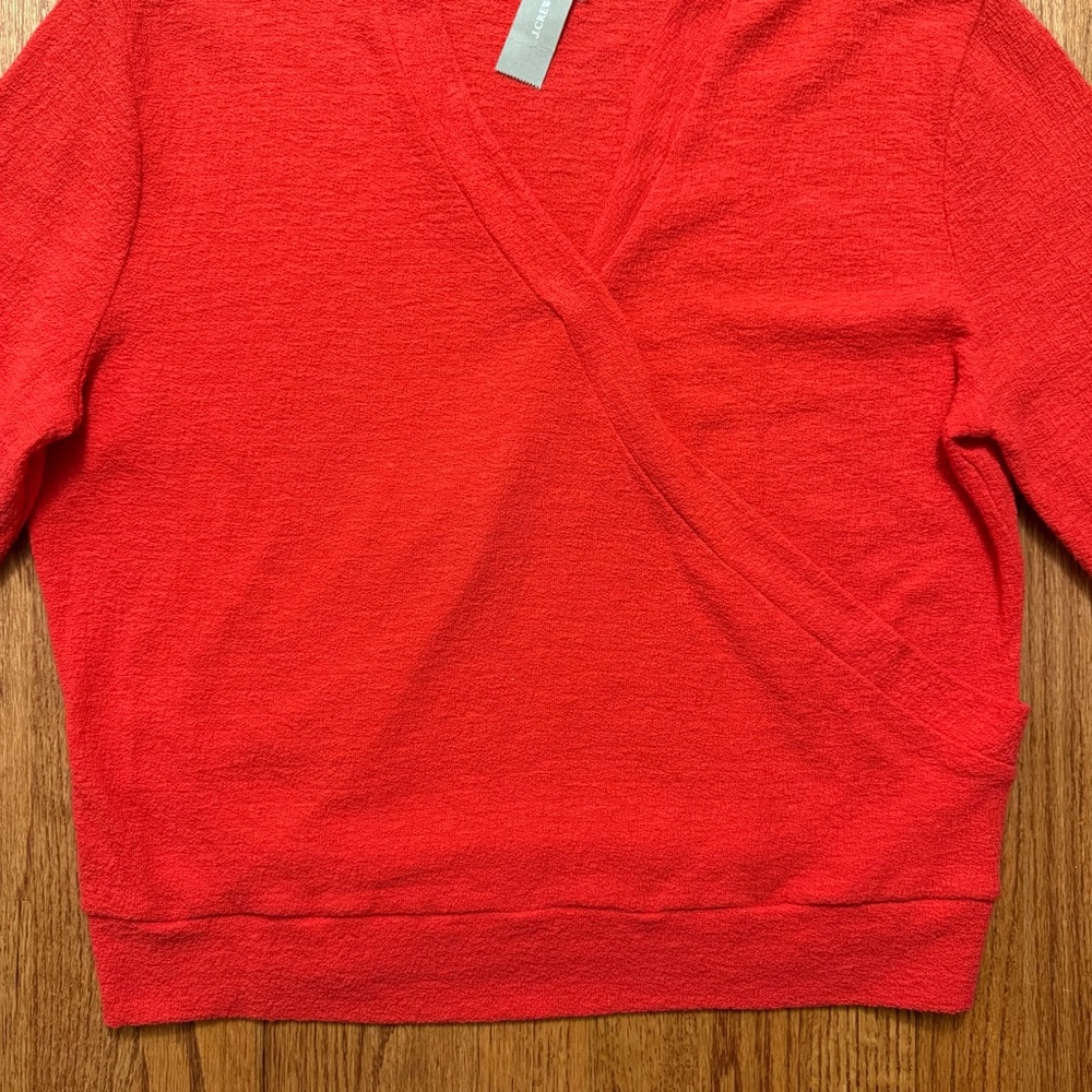 NWT J. Crew Faux Wrap Textured Crepe Top in Red size XS - Picture 5 of 13